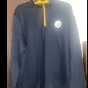 PITTSBURGH STEELERS NFL 1/4 Zip Pullover Fleece Lined Jacket - Black Large NEW